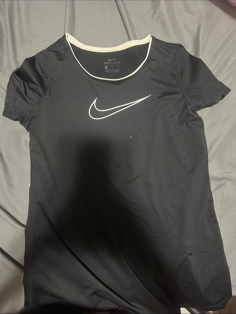 Nike Black Dri-FIT Short Sleeve Tee with White Swoosh